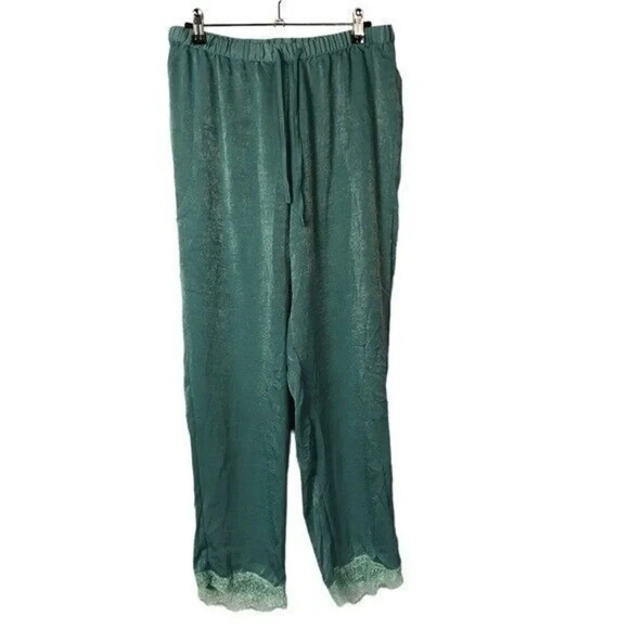 Abound Green Lace Hem High Rise Satin Pajama Pants M - Picture 1 of 3